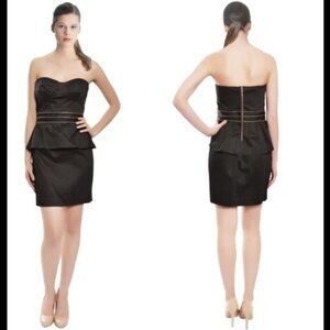 New Anthropologie Parameter Eve strapless bustier peplum zipper trim mini dress